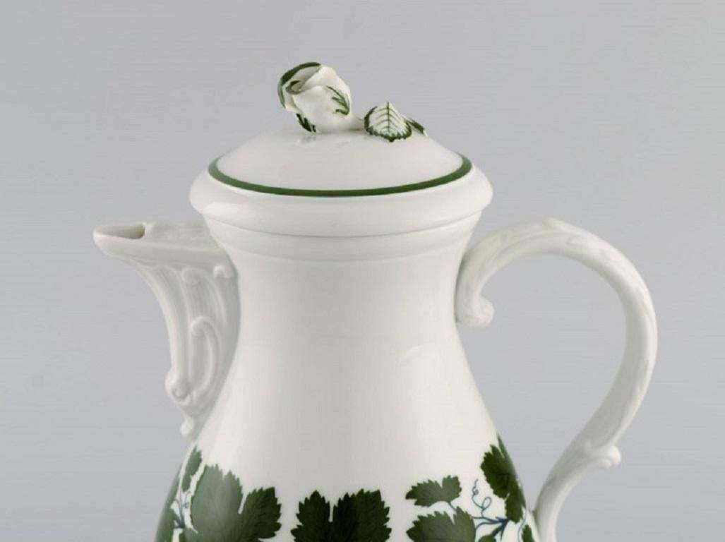 Meissen Green Ivy Vine, Coffee Pot, Sugar Bowl And Creamer In Porcelain photo for sale