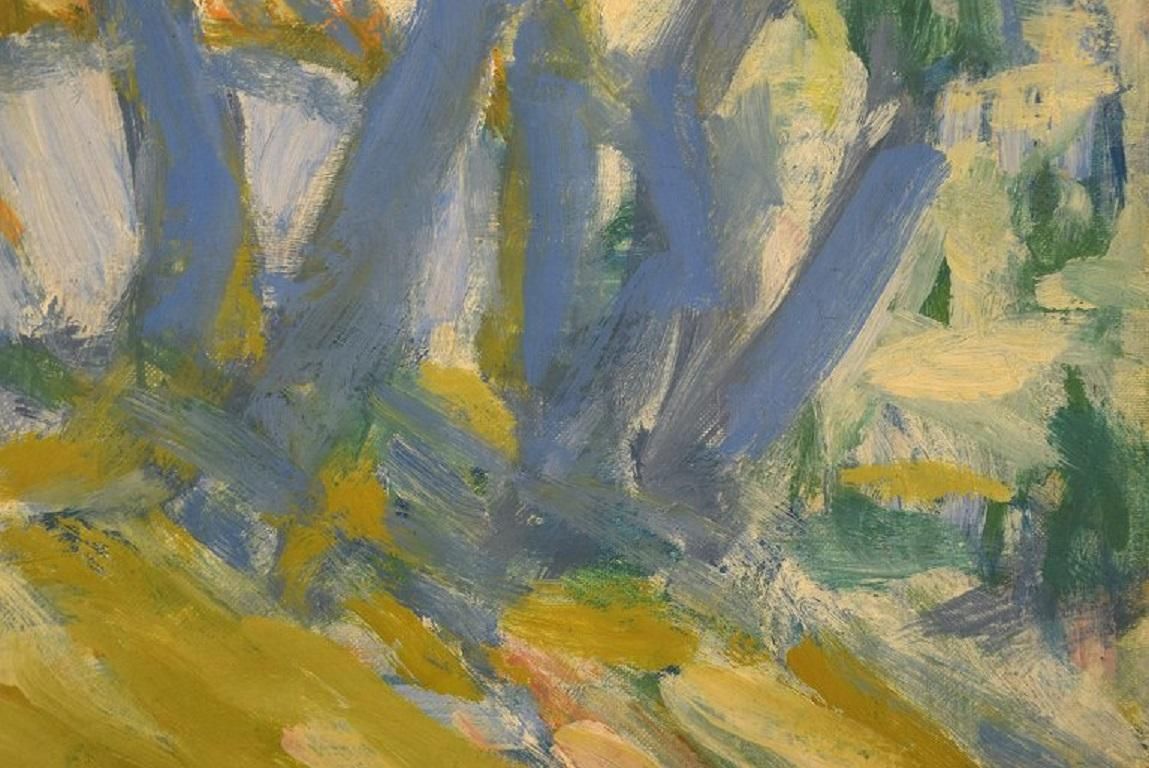 Niels Grønbech '1907 1991', Danish Painter, Oil On Board, Modernist Landscape photo Art
