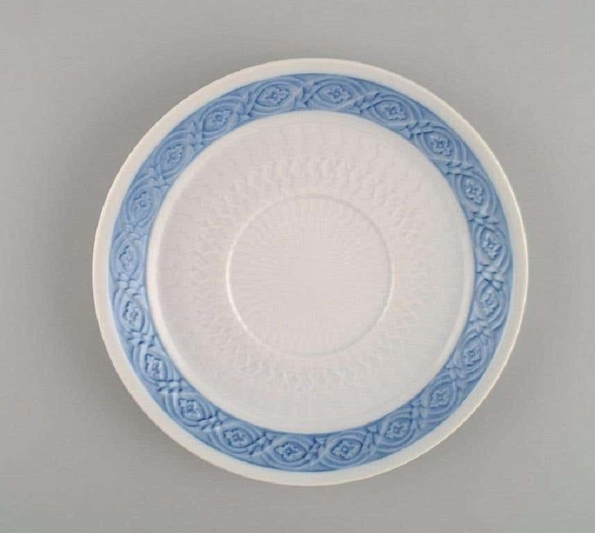Three Royal Copenhagen Blue Fan Bouillon Cups With Saucers photo Home Decor