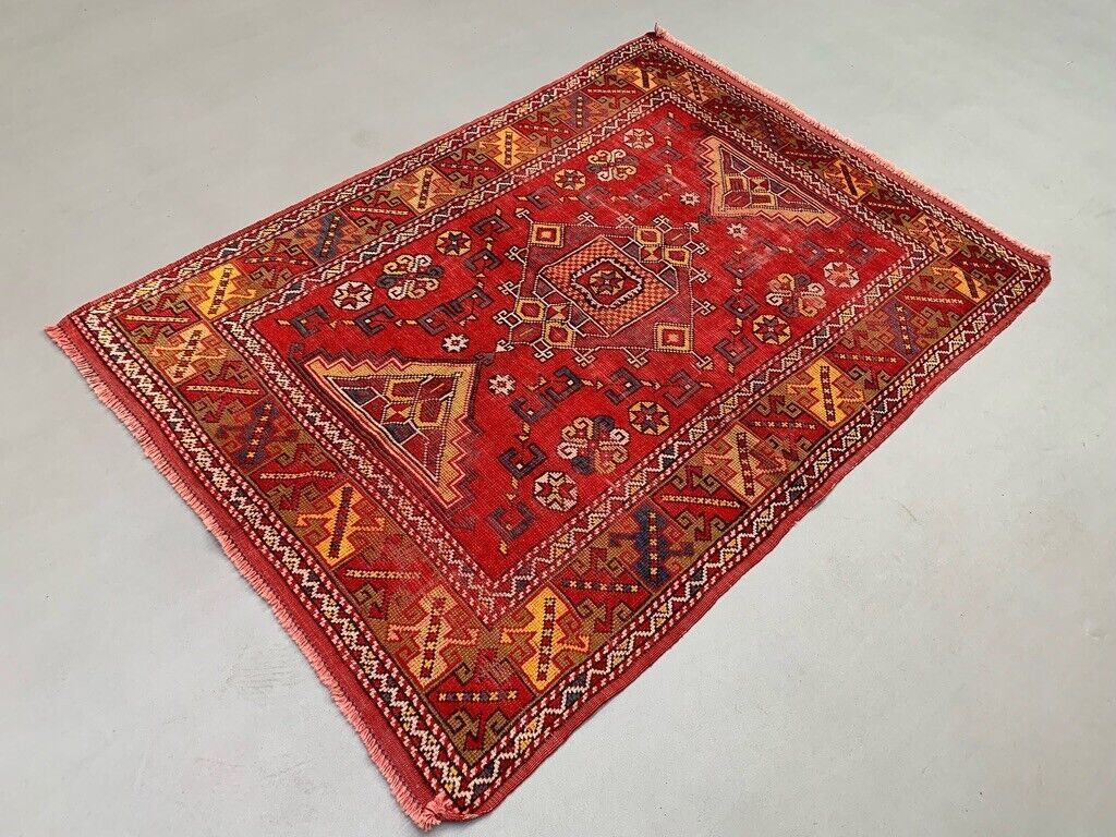 Vintage Western Turkish Rug Oriental 183x128 Cm Tribal Medium Carpet, photo Textiles