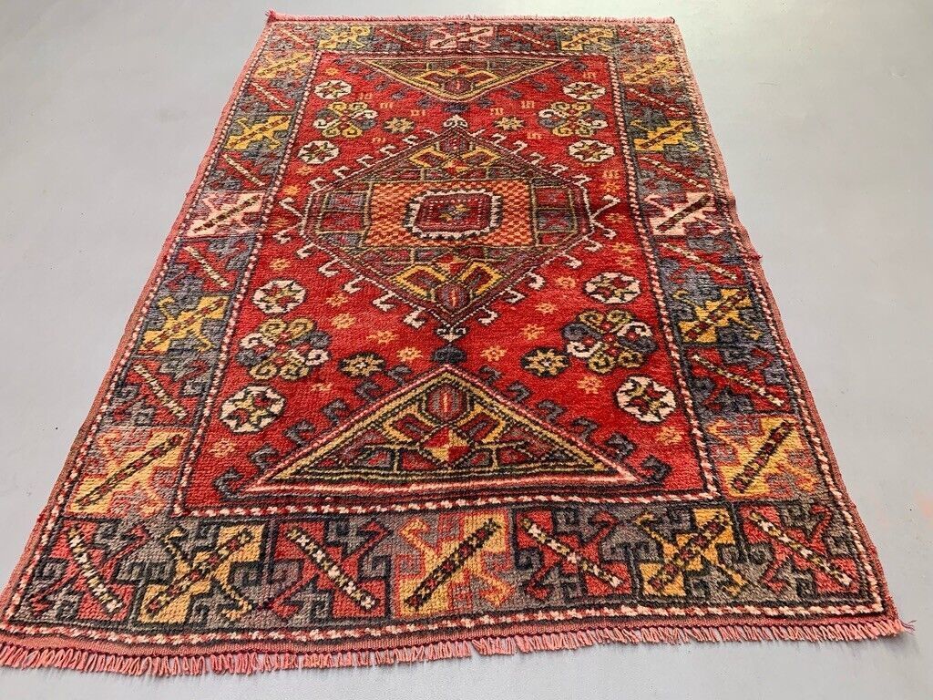 Vintage Western Turkish Rug Oriental 180x117 Cm Tribal Medium Carpet, Red photo for sale