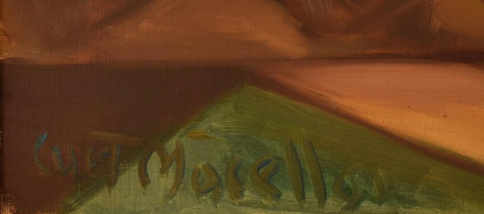 Curt Macell Listed Swedish Artist Oil On Canvas Jockeys On Horseback photo for sale