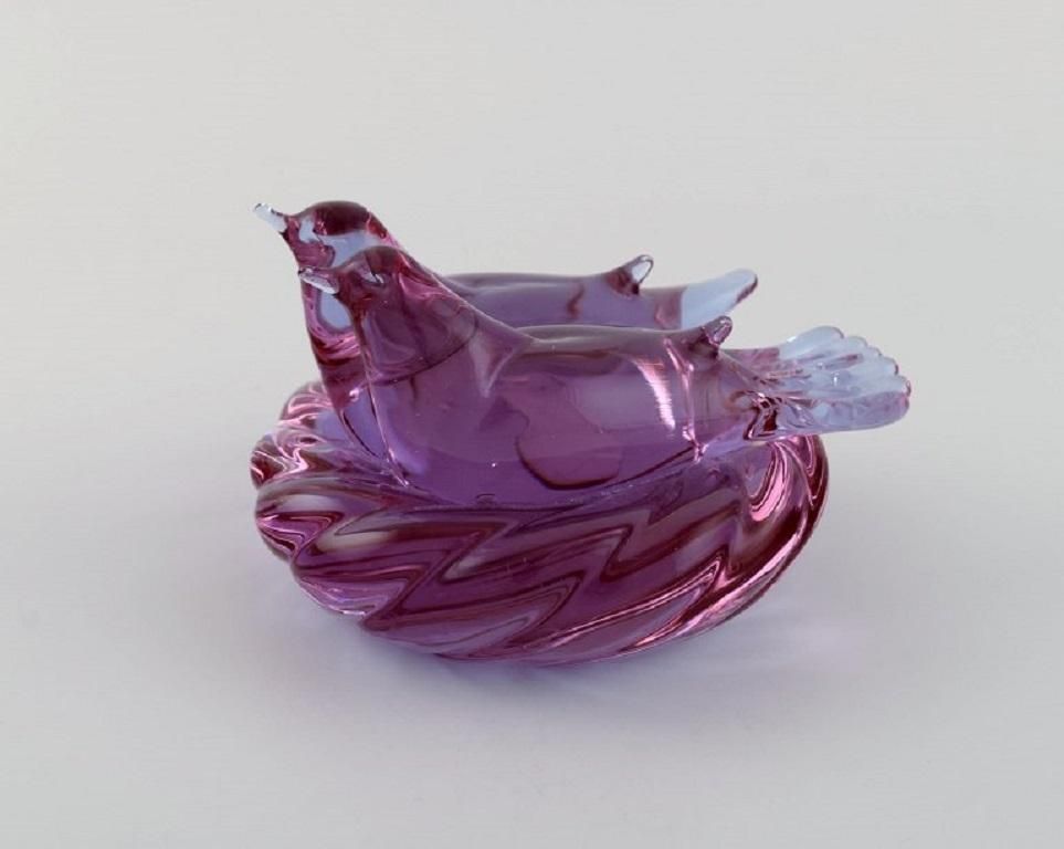 Archimede Seguso Venice Murano Sculpture In Art Glass Doves photo vintage