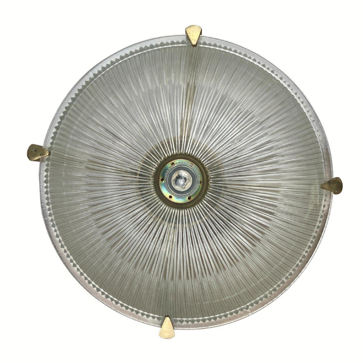 Art Deco Holophane Cut Glass And Brass Wall Lamps, 1970s, Set Of 2 photo furniture