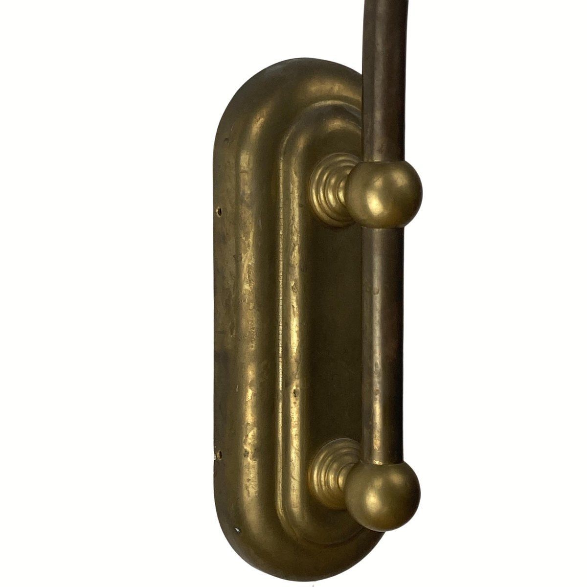 photo vinterior Art Deco Holophane Cut Glass And Brass Wall Lamps, 1970s, Set Of 2