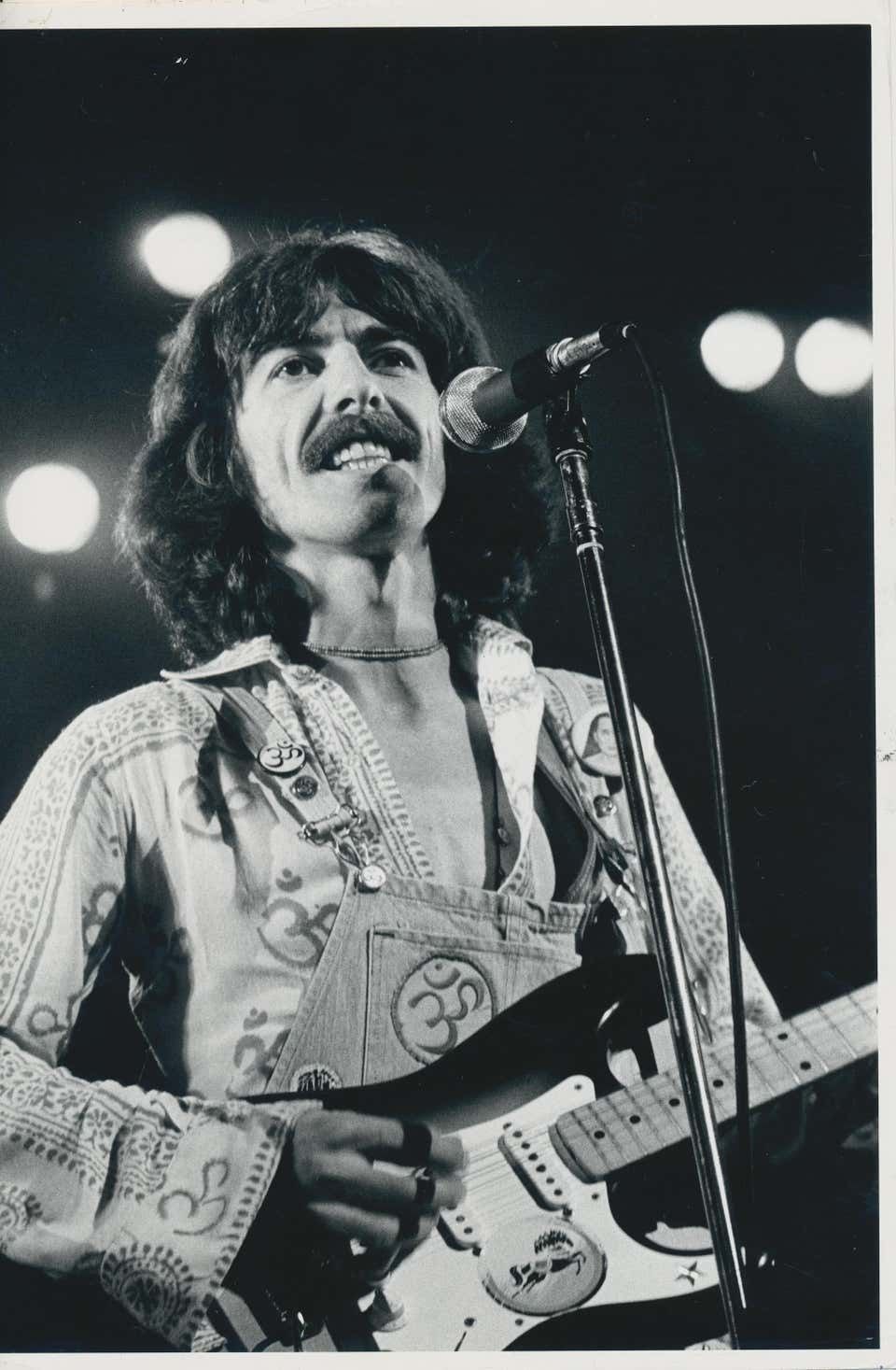 Henry Grossman Geroge Harrison On Stage, Black And White Photograph, Circa 1970