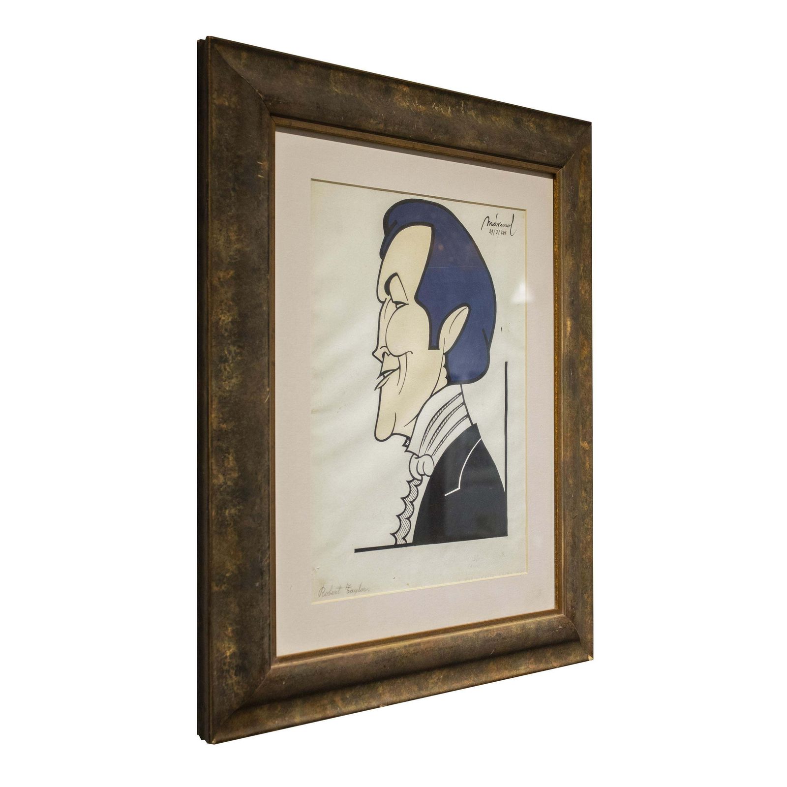 Robert Taylor Original Handrawing Portrait By Mármol, Spain, 1939 photo furniture