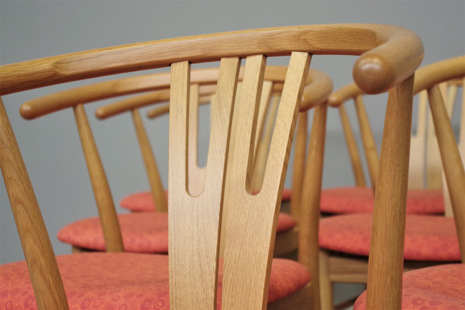 Set Of 11 New Modern Oak Chairs In Curved Wood photo furniture