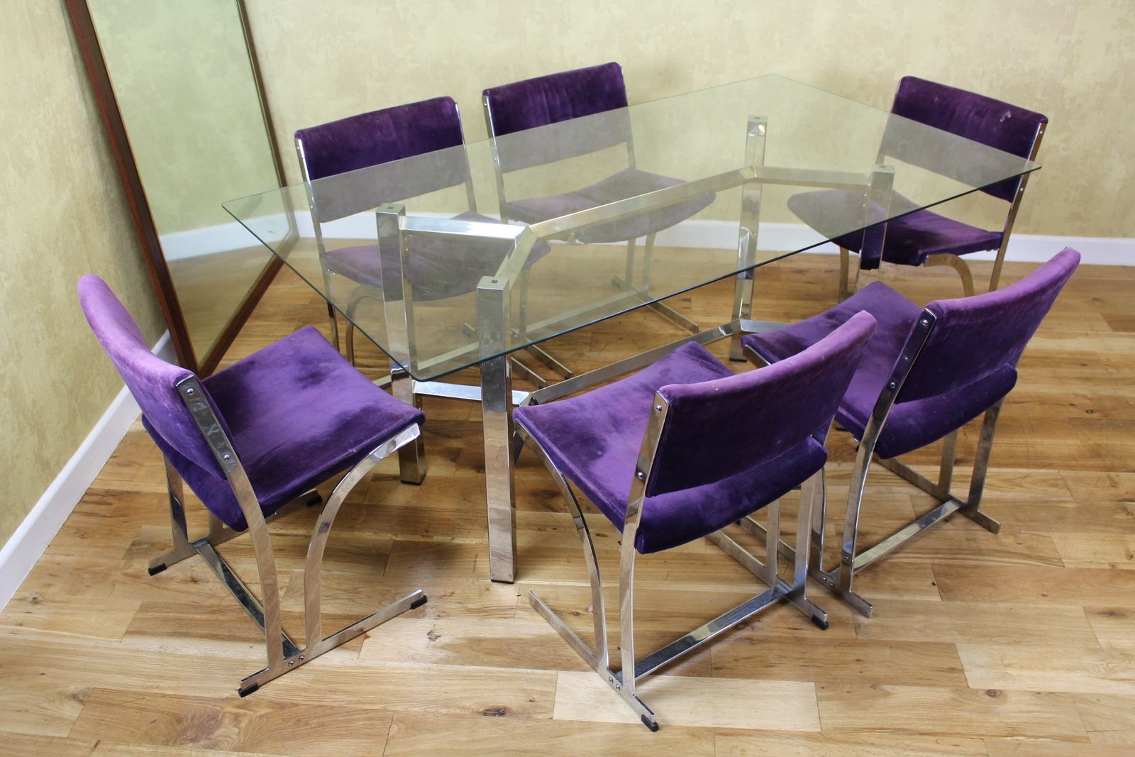 Italian 1970’s/80’s Glass And Metal Dining Table
