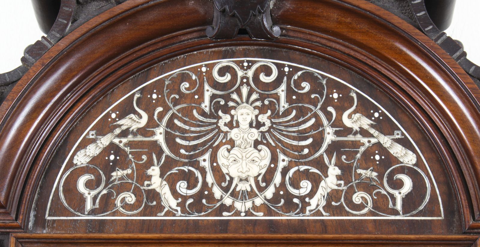 Antique Italian Renaissance Walnut & Inlaid Mirror 19th C 108x60cm photo vinterior