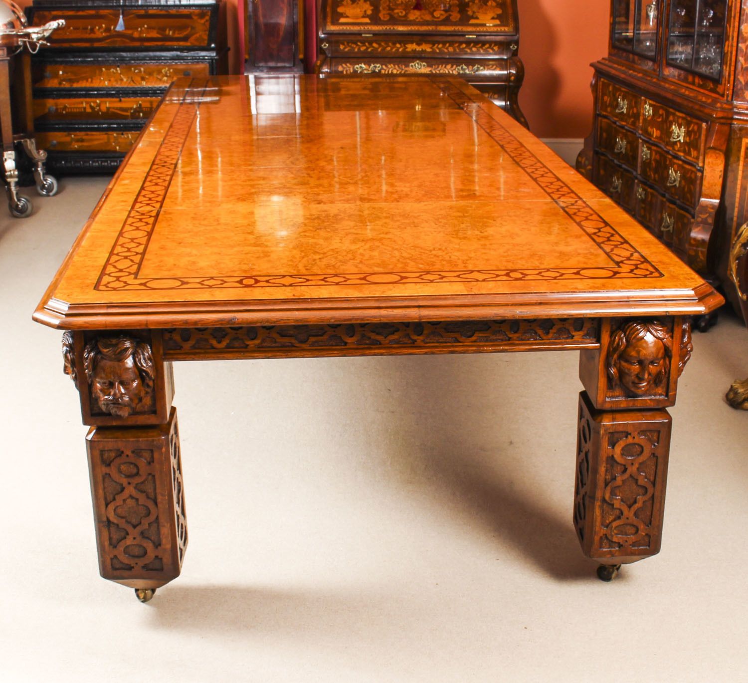 Antique 12ft Elizabethan Revival Pollard Oak Extending Dining Table 19th C photo furniture