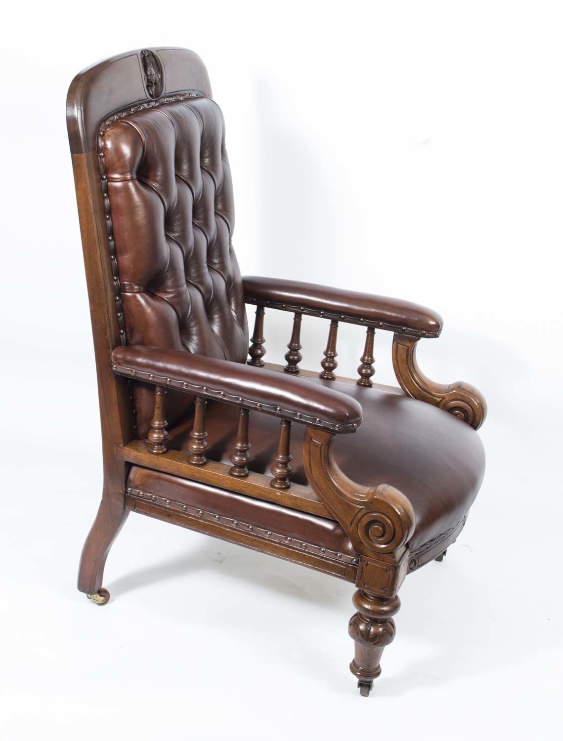 Pair English Victorian Leather Armchairs C.1880 photo furniture