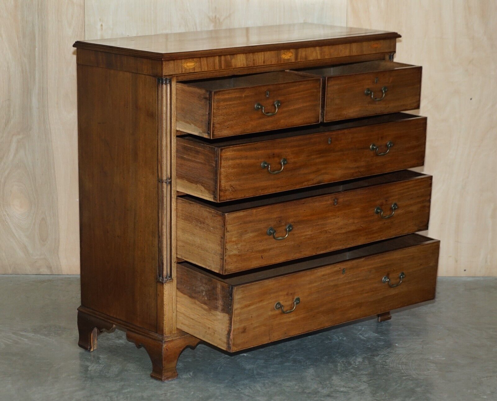 Furniture Large Fine Antique Thomas Chippendale Sheraton Revival Mahogany Chest Of Drawers photo