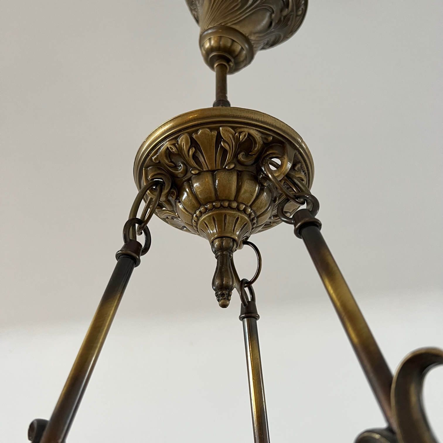 Brass And Frosted Glass Mid Century Swedish Plafonnier Light photo 695.0