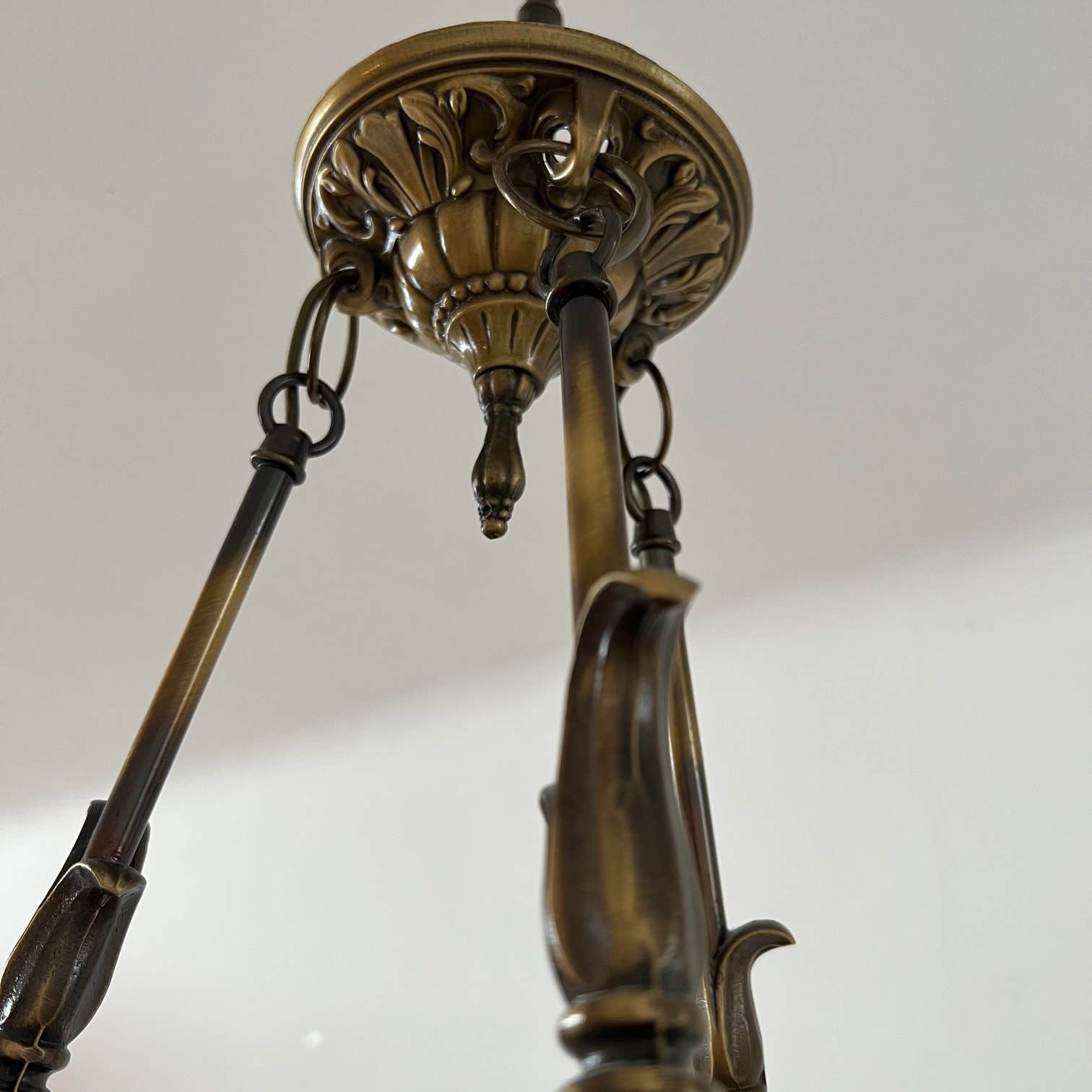 Brass And Frosted Glass Mid Century Swedish Plafonnier Light photo buy