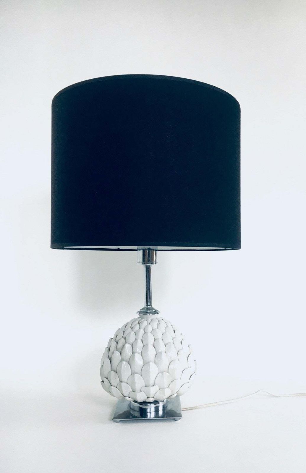 Hollywood Regency Stijl Keramische Artisjok Tafellamp, Italië, Ca. Jaren 1970 photo Verlichting