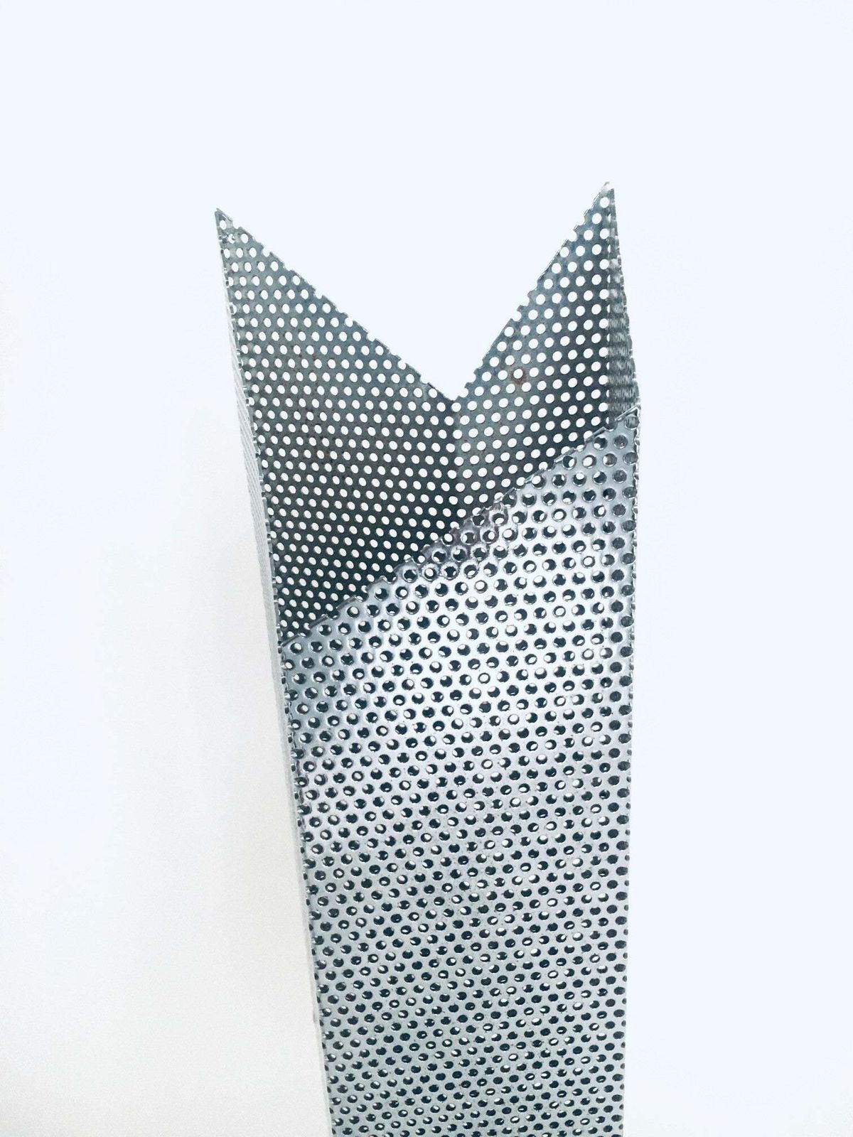 photo vintage Postmodern Architectural Design Chrome Steel Perforated Metal Table Lamp, Italy 1980's