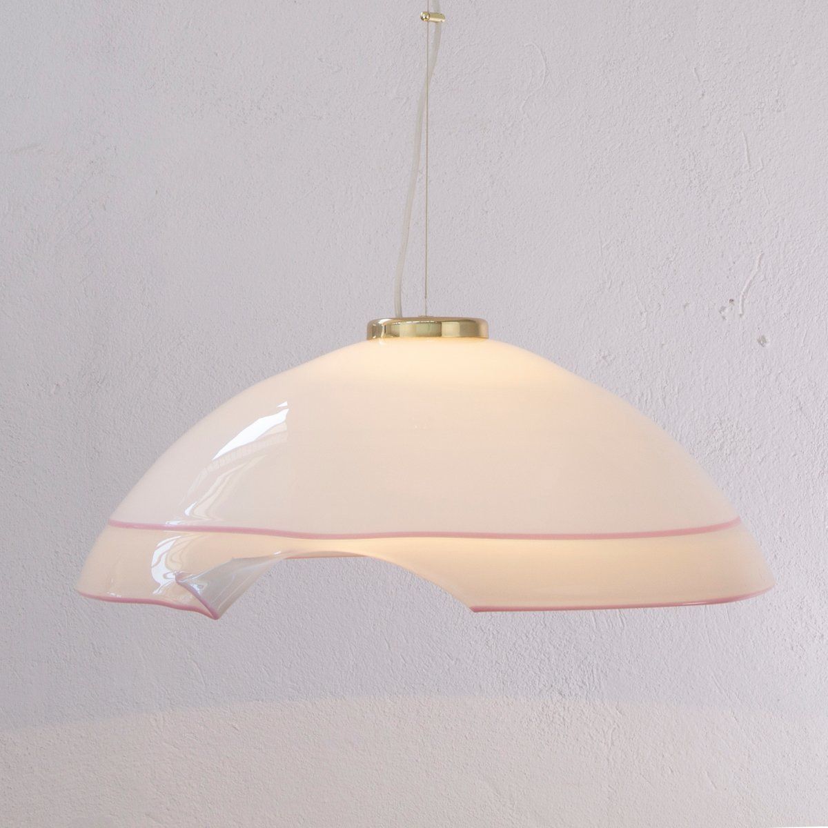 Large Ceiling Lamp In White And Gray Murano Glass, Italy, 1980s photo vinterior
