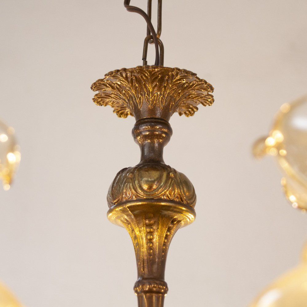 photo furniture 6 Lights Chandelier In Ceramic And Blown Murano Glass, Italy, 1950s