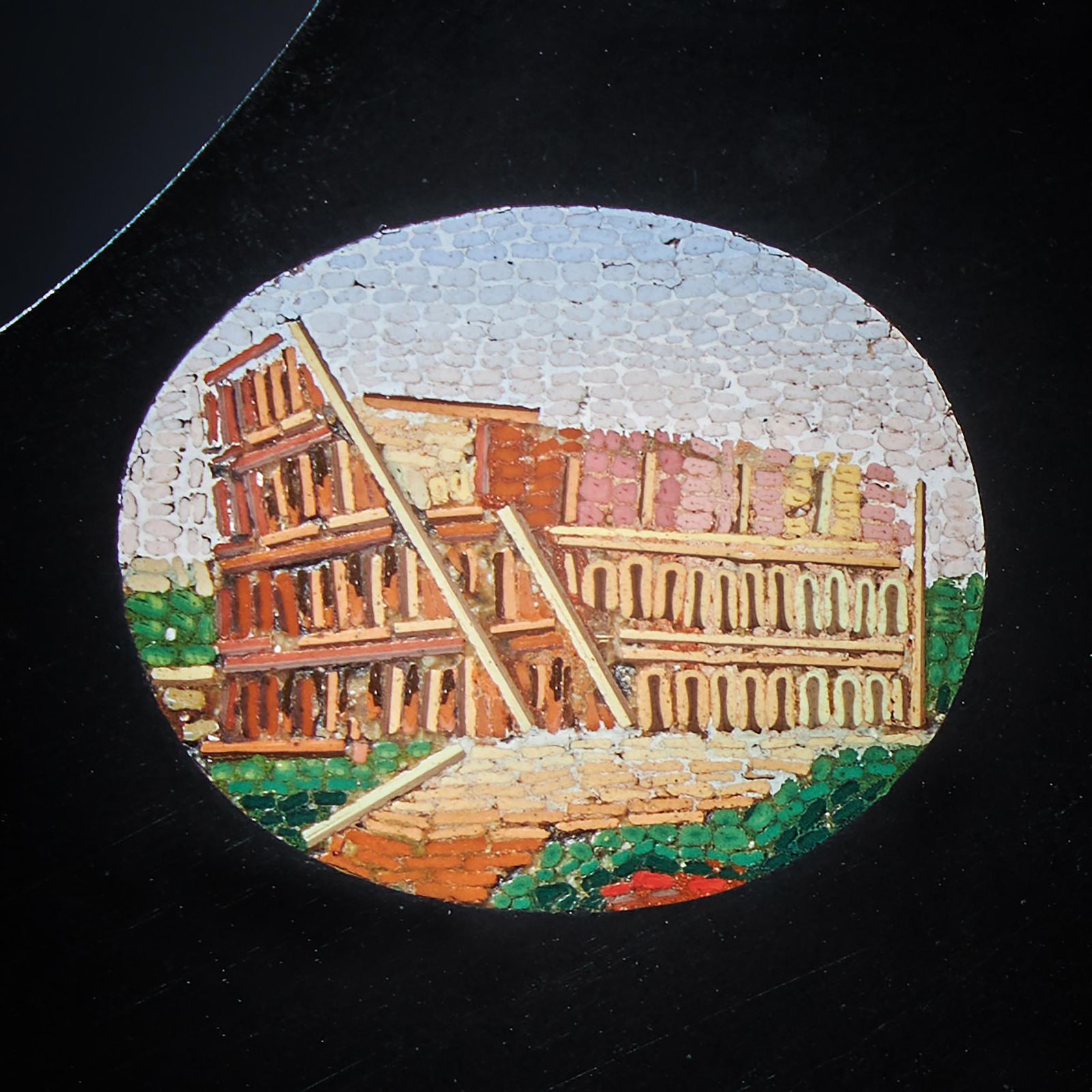19th Century Grand Tour Micro Mosaic Tablet Depicting Italian Architecture photo vinterior