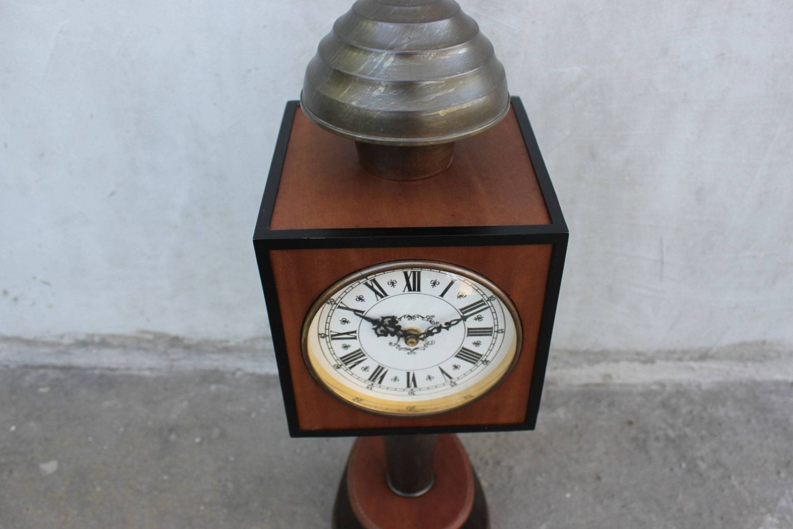 Rare Standing Clock, Portable Thermometer, Barometer With Horse Hoof Stand, Bank Or Office Clock photo furniture
