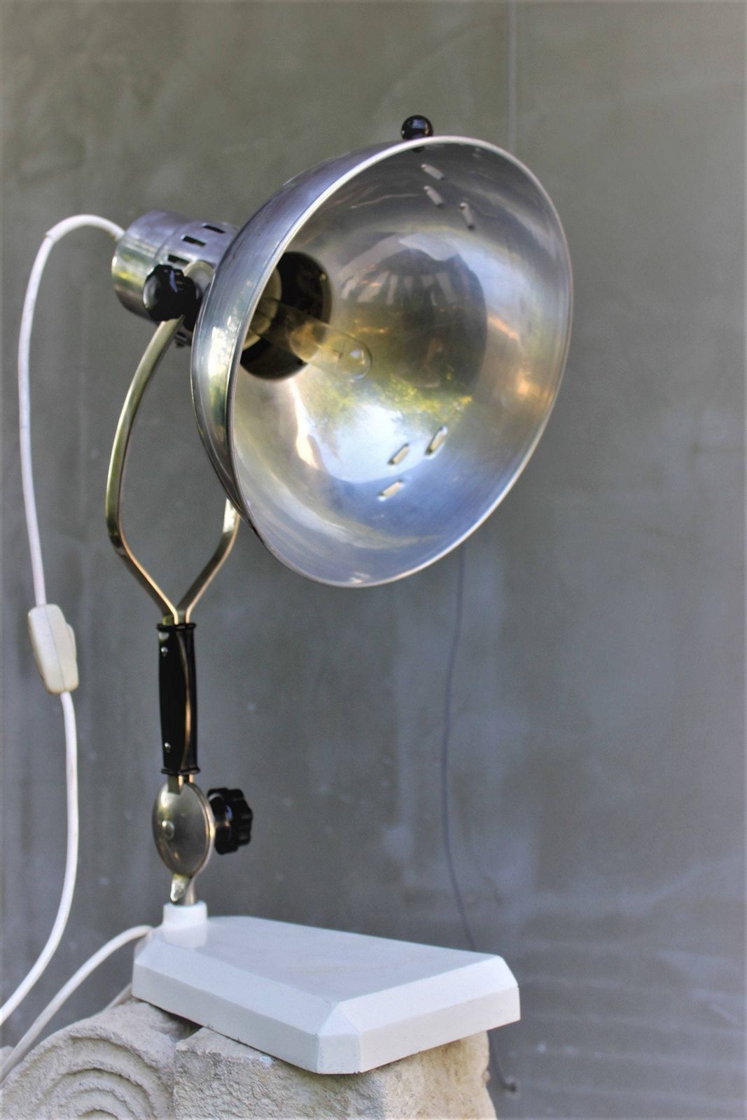 photo furniture Vintage Industrial Table Lamp 70s Desk Light Factory Design Nickel And Steel Modern Home Look
