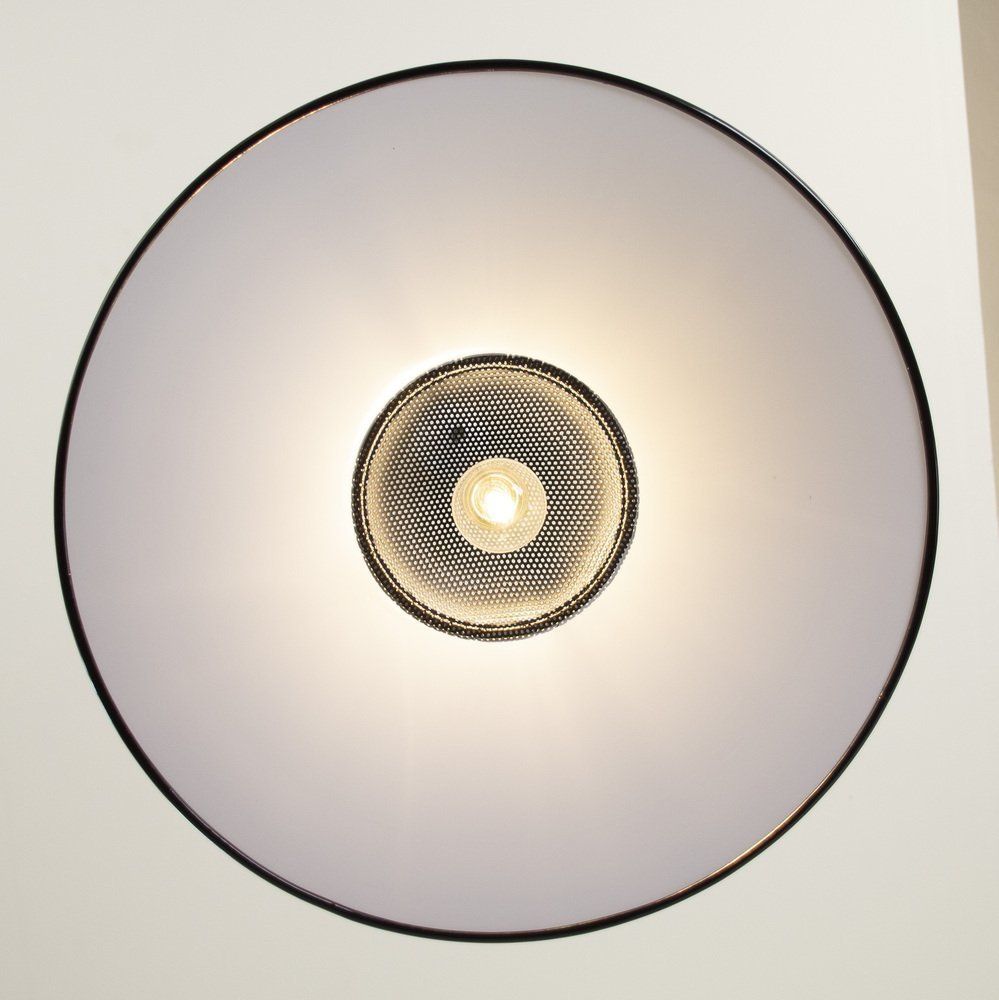 Large Suspension Lamp In White Murano Glass With Black Finishes, Italy, 1970s photo vinterior