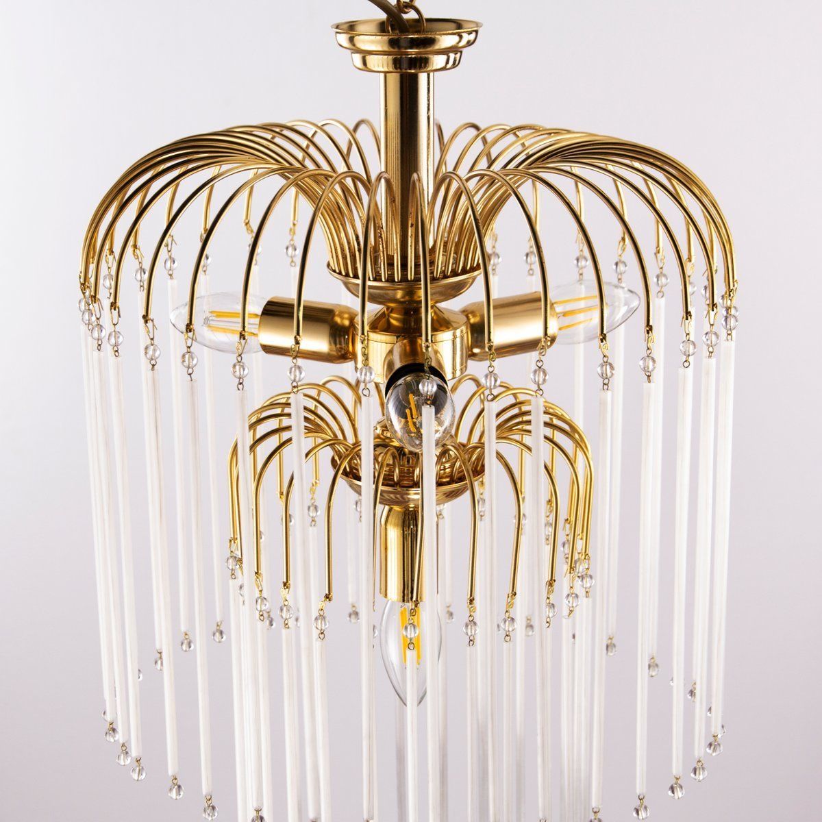 Mid Century Hollywood Regency Lamp In Brass With Blown Murano Glass Straws photo 459.0