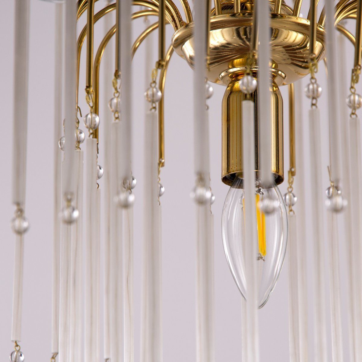 Mid Century Hollywood Regency Lamp In Brass With Blown Murano Glass Straws photo vintage