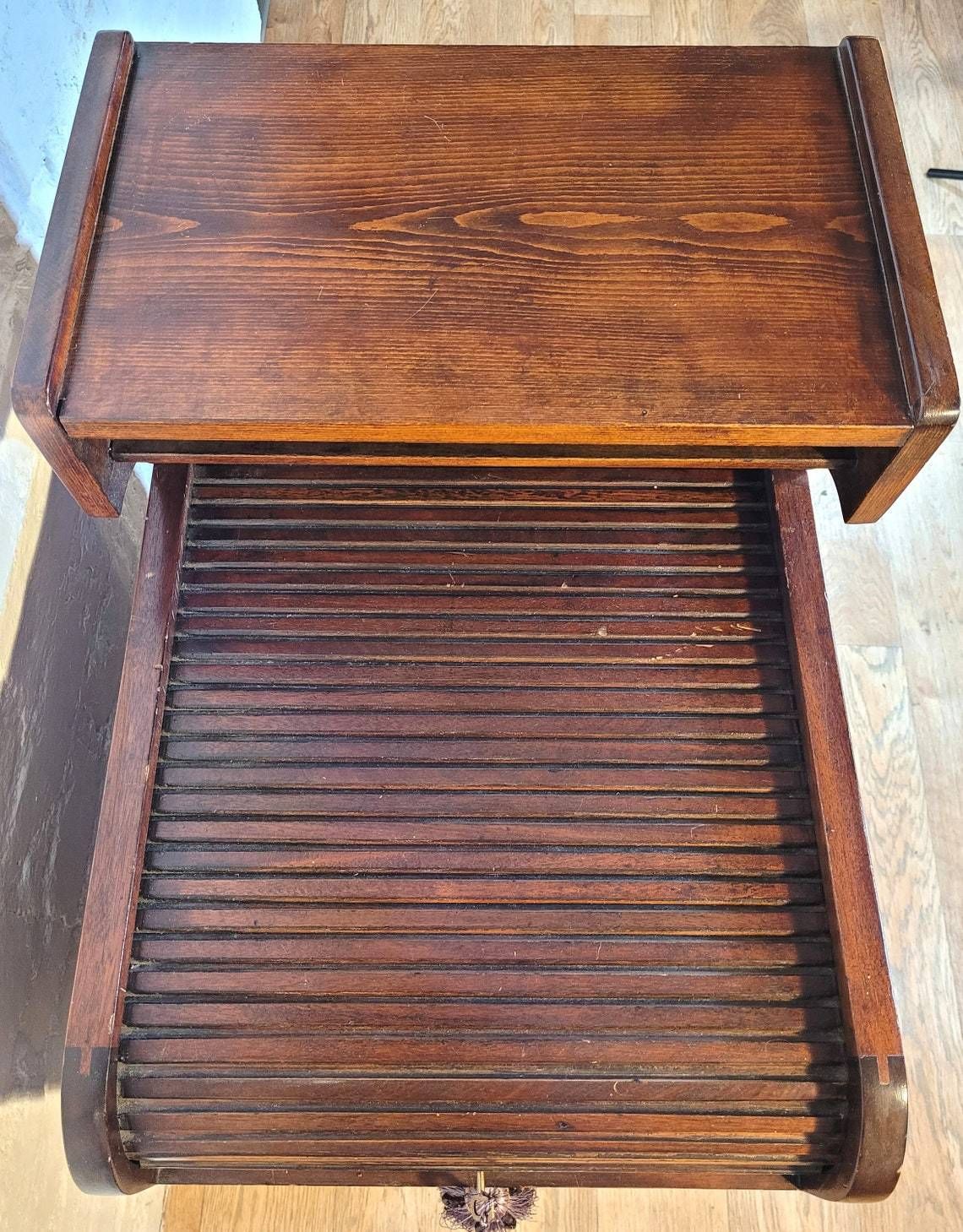 photo for sale Vintage Roll Top Desk  Vintage Single Desk  Vintage Music Stand  Tambour Front Desk