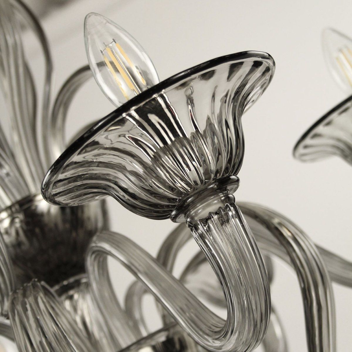 Art Nouveau Gray Blown Murano Glass Chandelier From Barovier & Toso, 1920s photo furniture