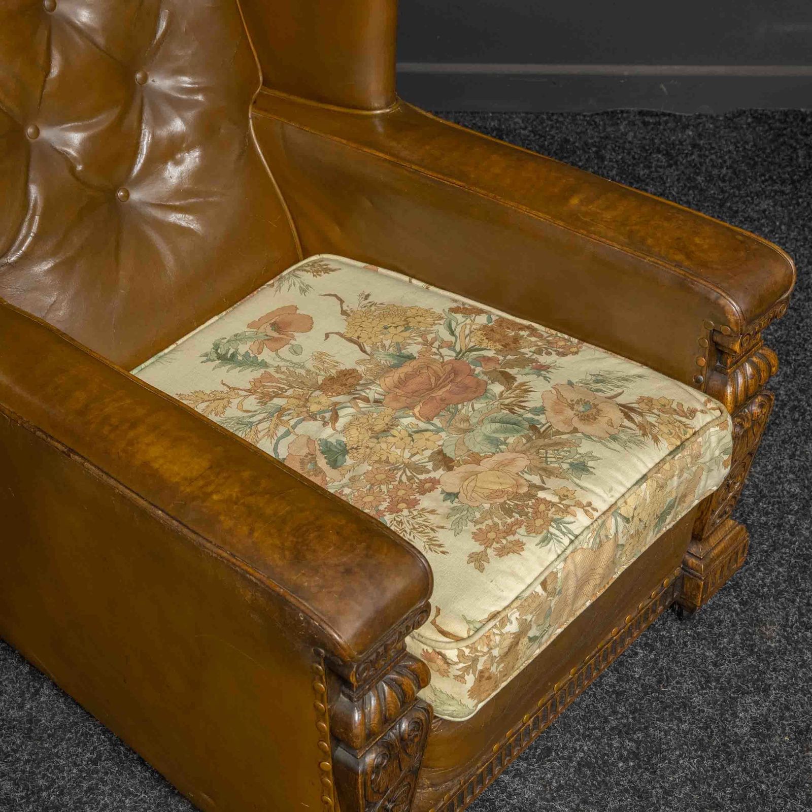 Ladies And Gents Pair Of Early 20th Century Leather Armchairs photo for sale