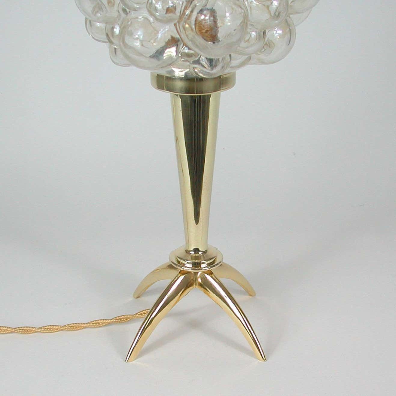 Midcentury Bubble Glass And Brass Table Lamp By Helena Tynell For Limburg, 1960s photo buy