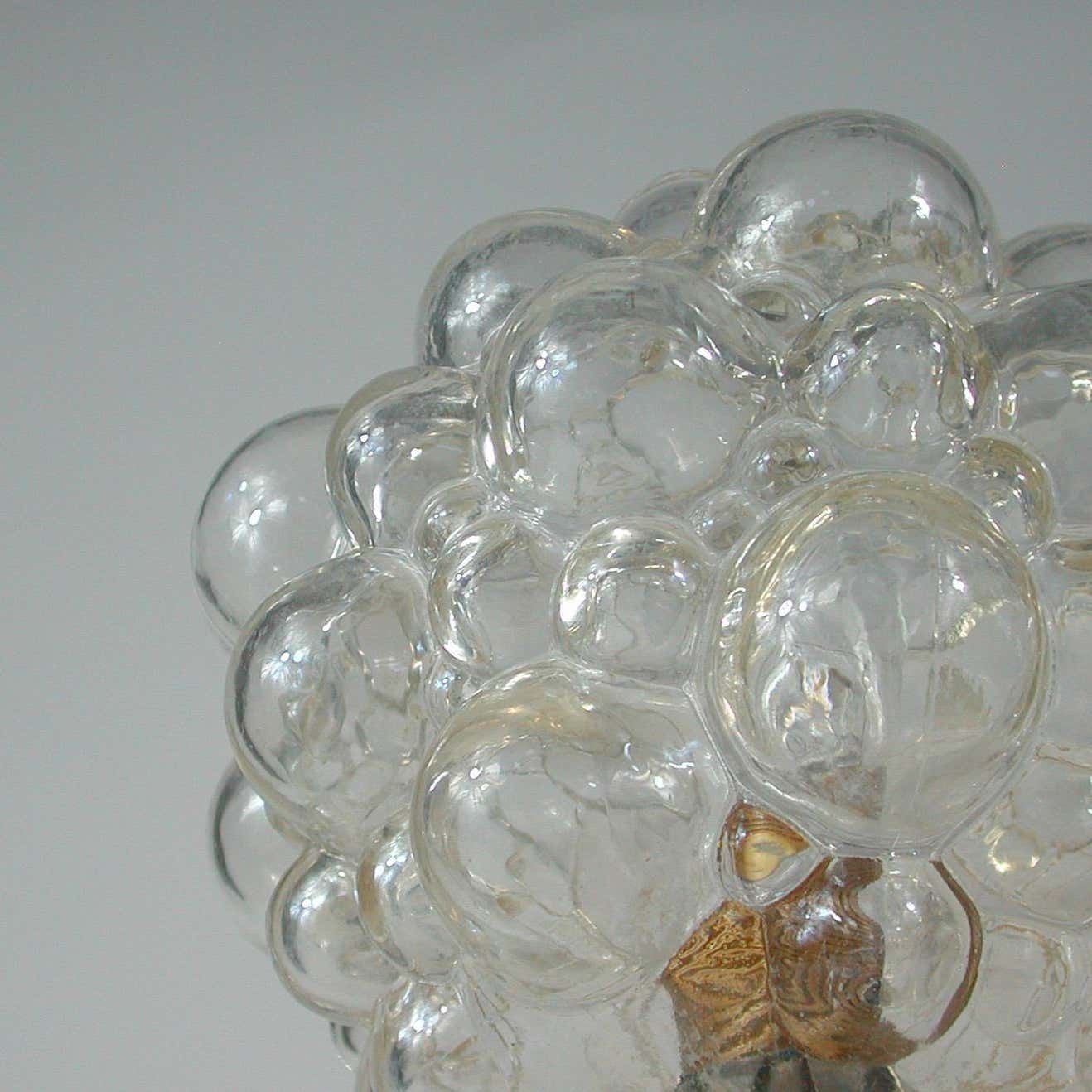 photo vintage Midcentury Bubble Glass And Brass Table Lamp By Helena Tynell For Limburg, 1960s