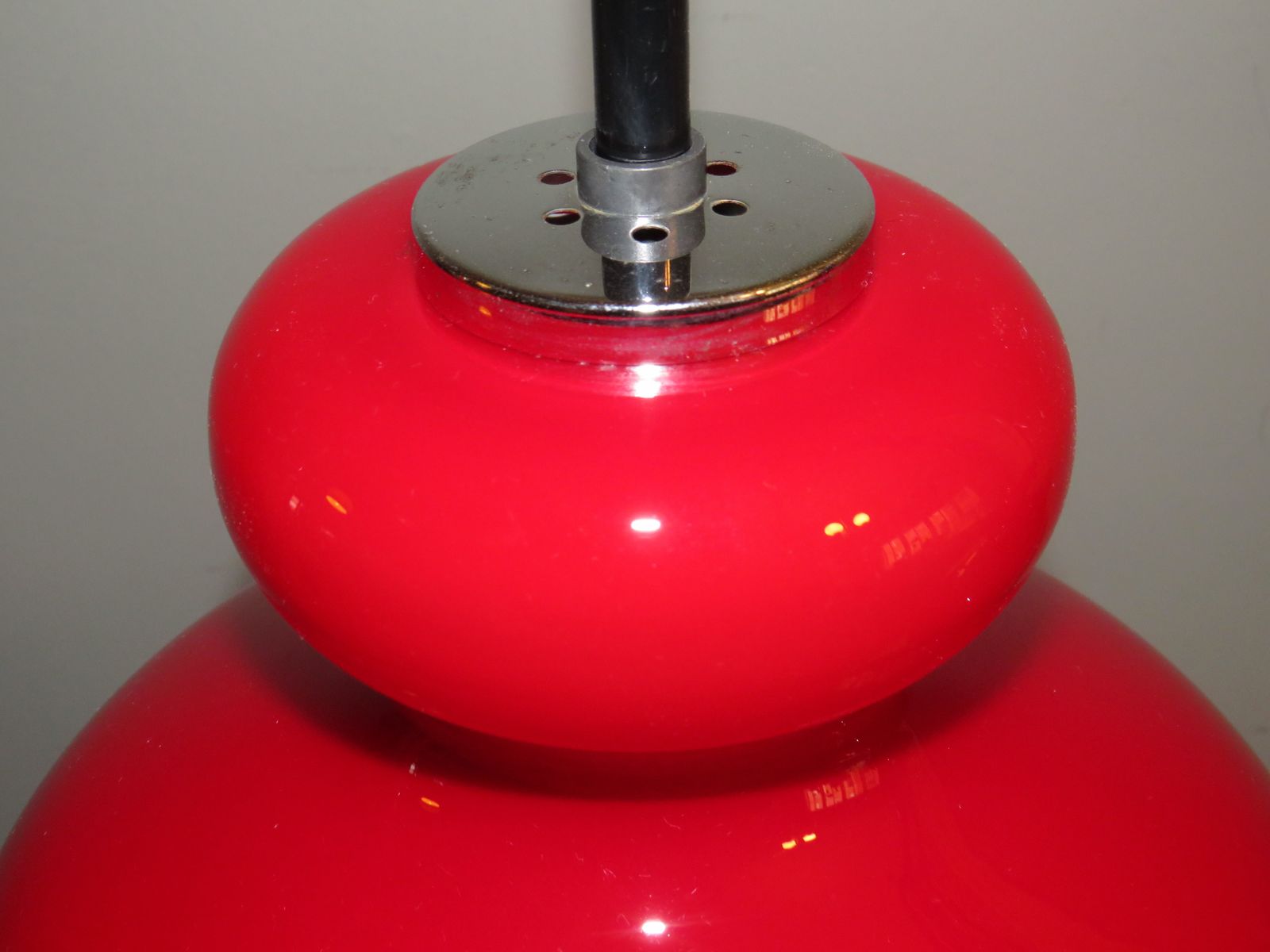 Red Glass Hanging Lamp Peill & Putzler, Germany 1960 1970 photo 320.0