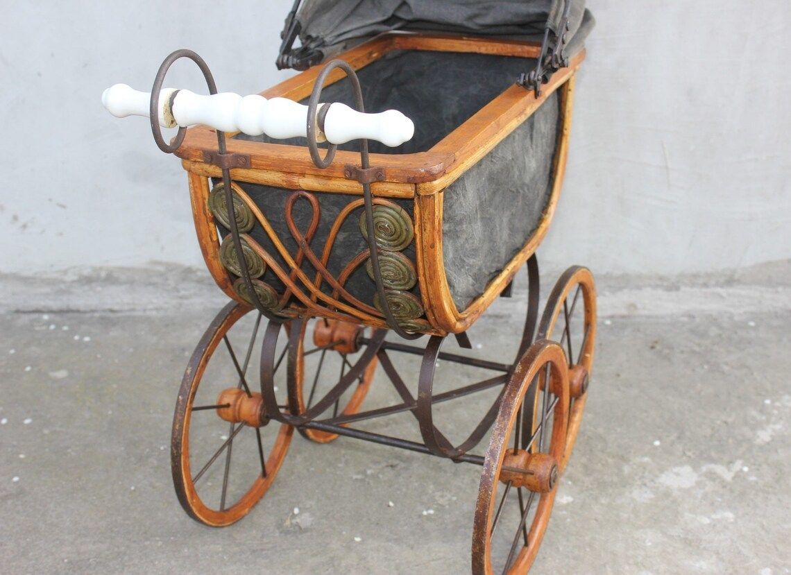Antique Dolls Pram Dolls Carriage Toy Stroller Birthday Gift For Your Little Girl Nursery Decor Collect Dolls Gift photo for sale