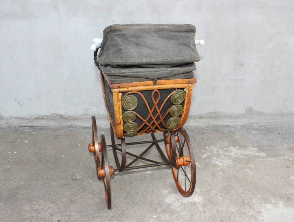 Antique Dolls Pram Dolls Carriage Toy Stroller Birthday Gift For Your Little Girl Nursery Decor Collect Dolls Gift photo 140.0