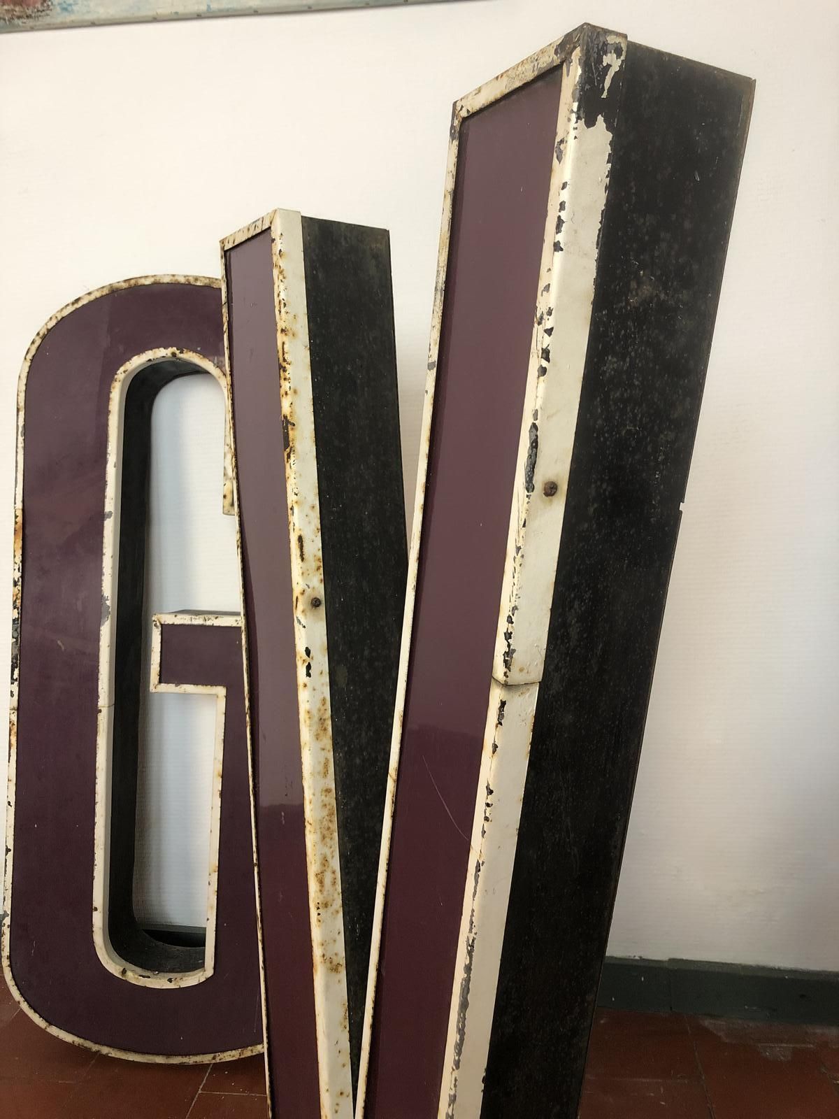 Super Large Reclaimed Neon Sign Letters V & G Industrial Salvage Distressed photo vintage