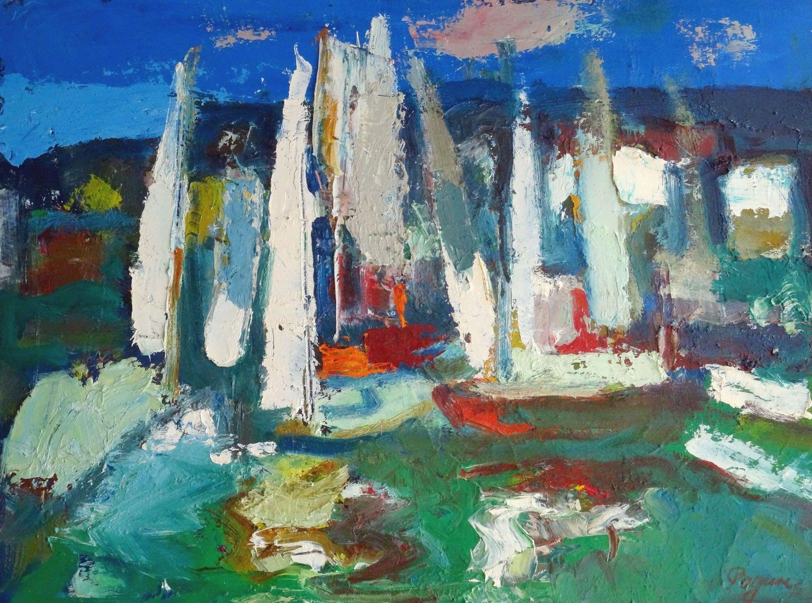 Aleksandr Rodin Boats. Tulips. Bilateral. 1975., Cardboard, Oil.