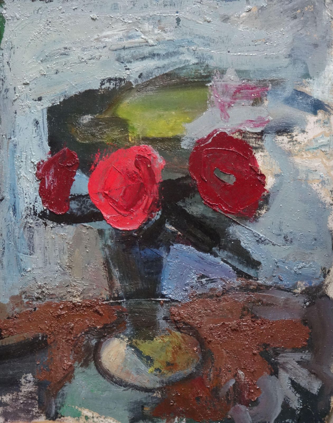 Aleksandr Rodin Still Life With Flowers. Oil On Cardboard