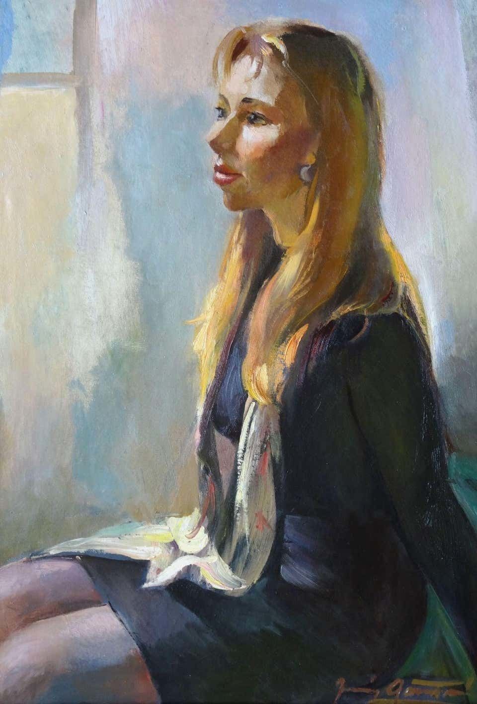 Juris Germanis Girls Portrait. Oil On Canvas,
