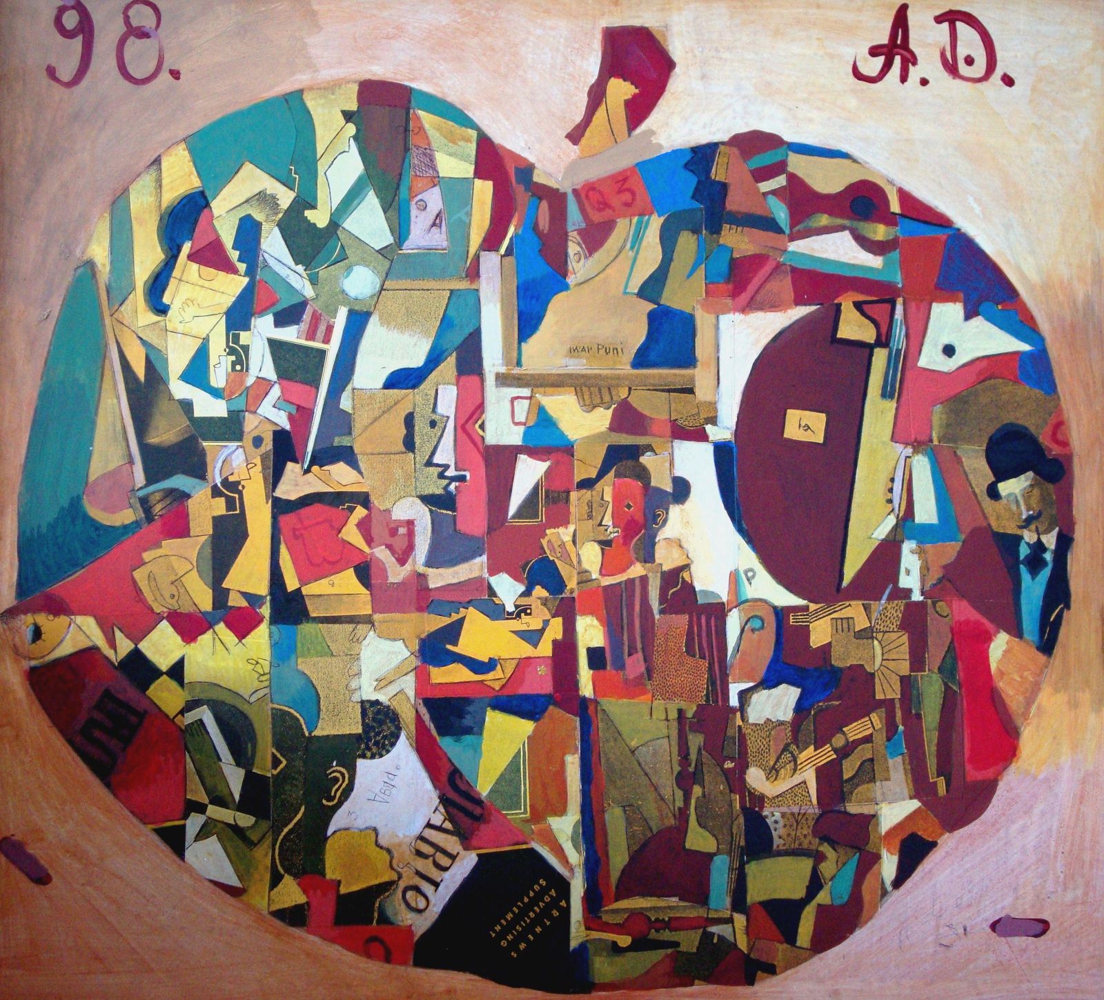 Aleksandrs Dembo Cubic. 1998, Pressed Cardboard, Acrylic, Collage