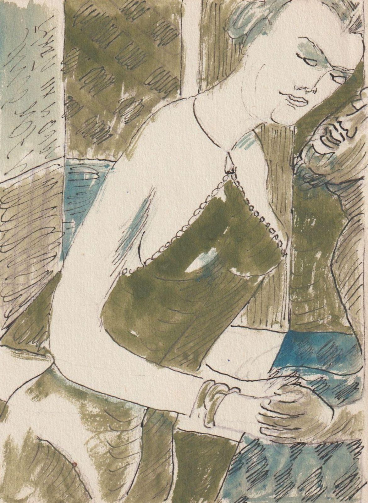 Adolfs Zardins Kiss At Night. Paper, Mixed Media