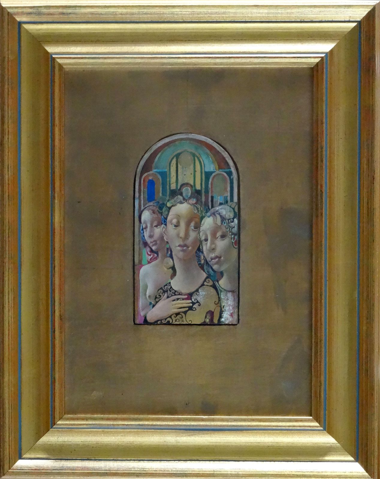 Three Graces 1996 Oil On Wood, 1990s photo for sale