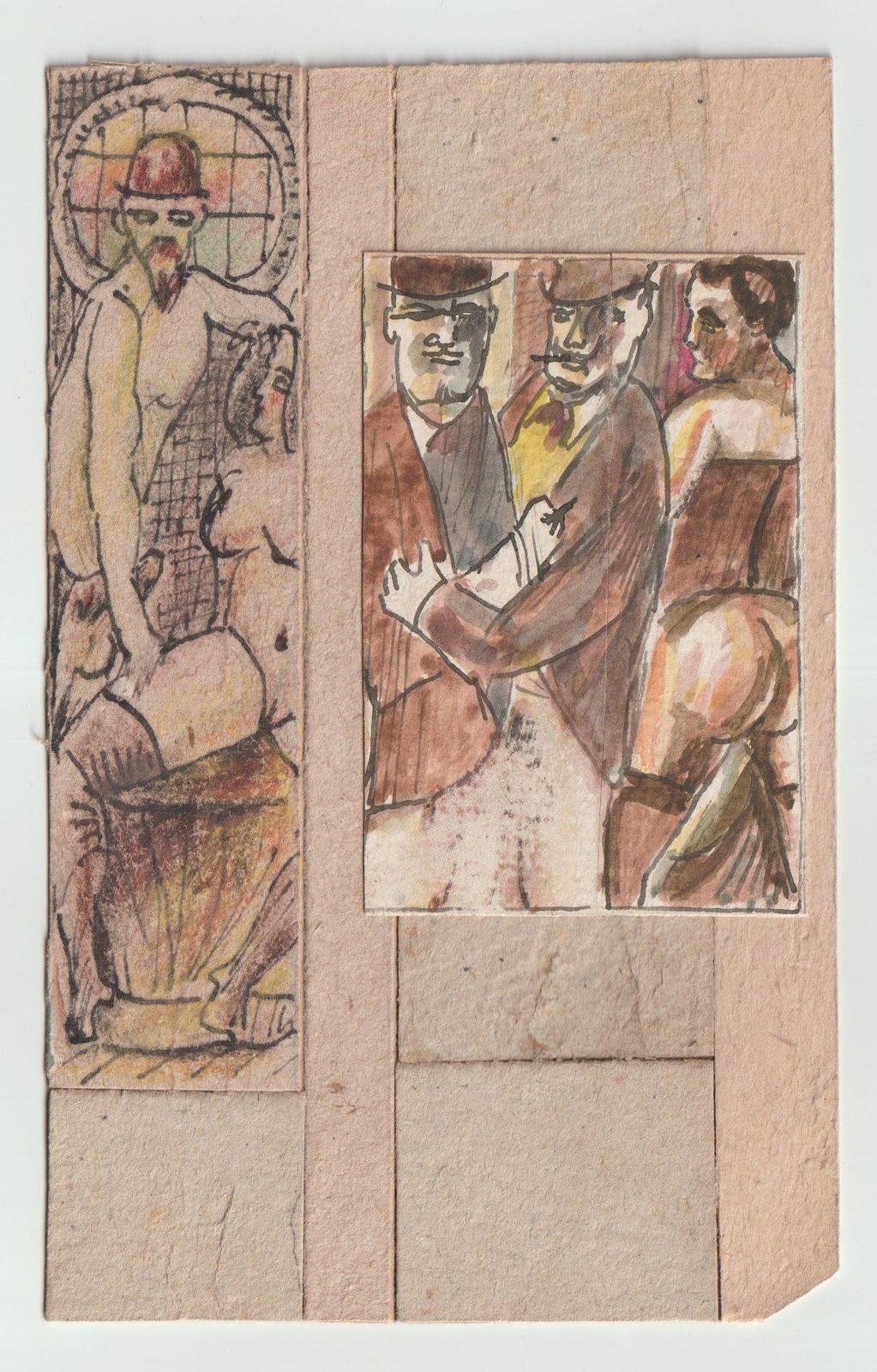 Adolfs Zardins Erotic Motives. 2.Pcs., Paper, Cardboard, Mixed Media, photo furniture