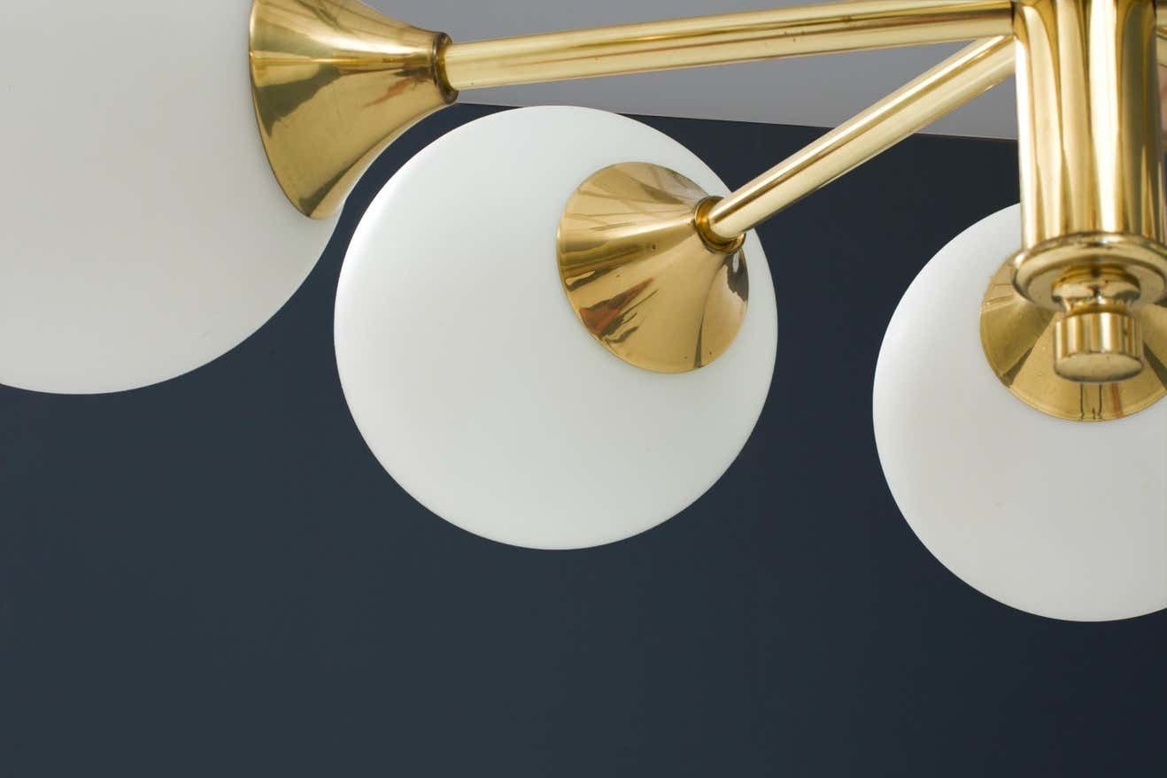 Sputnik In Brass And 8 Opaline Bulbs, Eastern Europe, 1960s photo furniture
