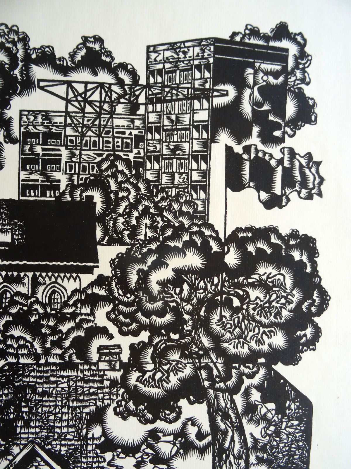 Dainis Rozkalns Dedication To Valmiera City. 1982, Linocut. photo Art