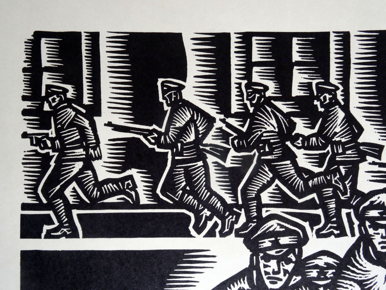 Dainis Rozkalns July 7, 1918. Riflemen. 1972, Linocut. photo for sale