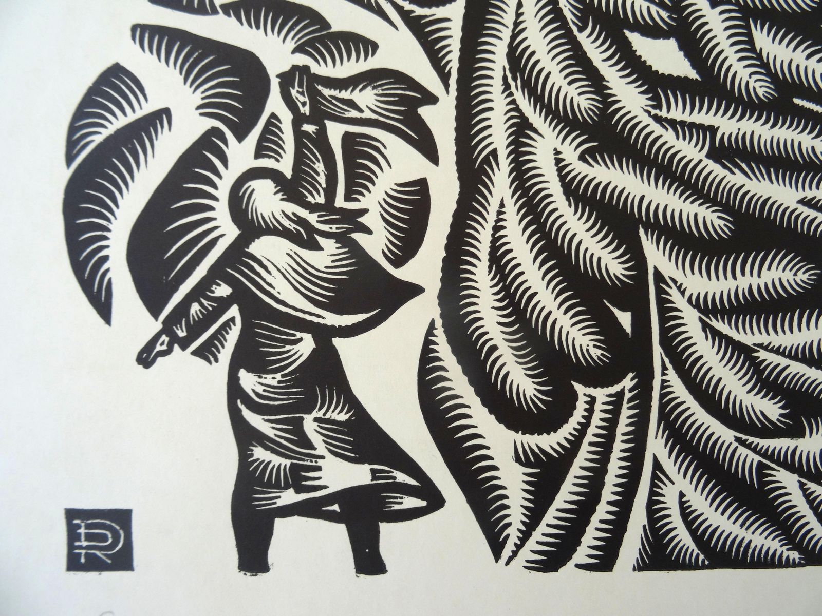 Dainis Rozkalns The Snow Was Blowing. 1973, Paper, Linocut, Print Size photo 858.0