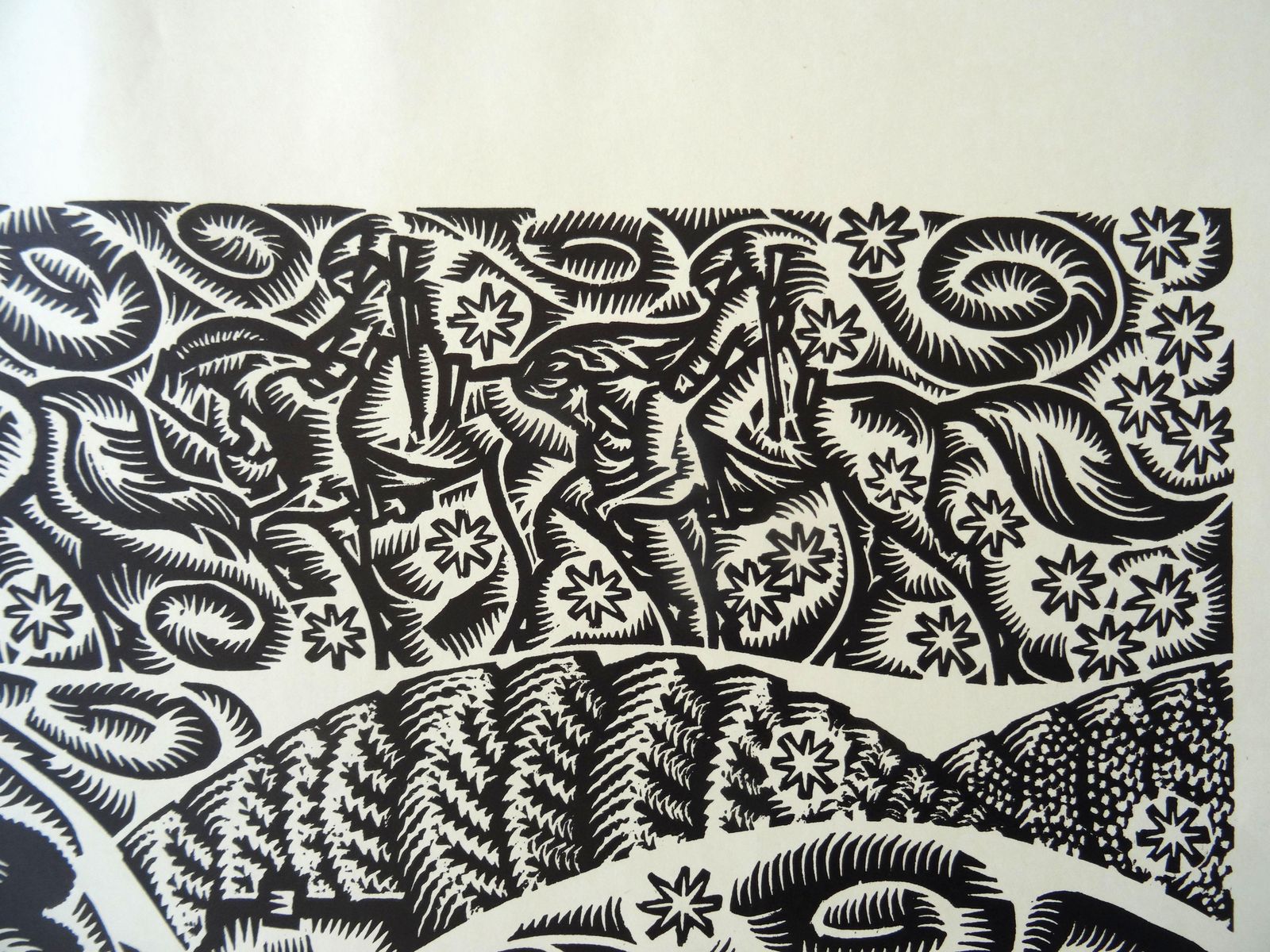 Dainis Rozkalns The Snow Was Blowing. 1973, Paper, Linocut, Print Size photo vinterior